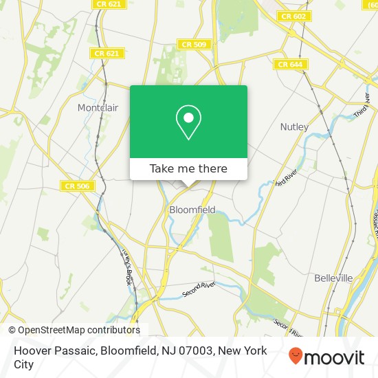 Mapa de Hoover Passaic, Bloomfield, NJ 07003