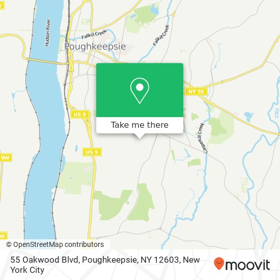 Mapa de 55 Oakwood Blvd, Poughkeepsie, NY 12603