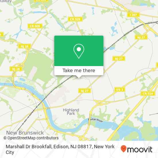 Mapa de Marshall Dr Brookfall, Edison, NJ 08817