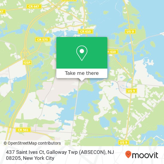 Mapa de 437 Saint Ives Ct, Galloway Twp (ABSECON), NJ 08205