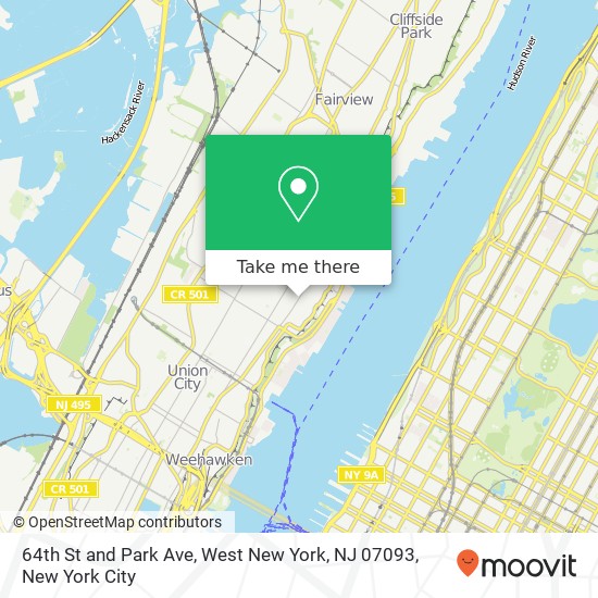 64th St and Park Ave, West New York, NJ 07093 map