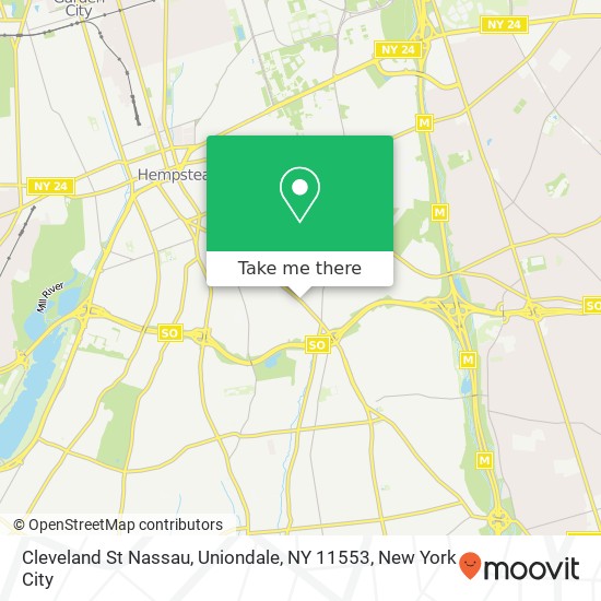 Mapa de Cleveland St Nassau, Uniondale, NY 11553