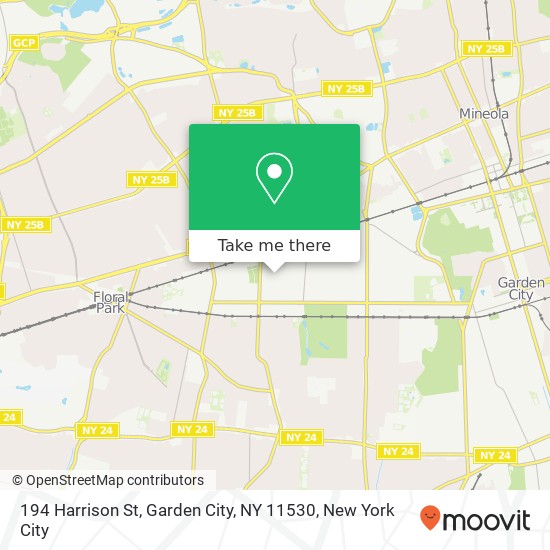 Mapa de 194 Harrison St, Garden City, NY 11530