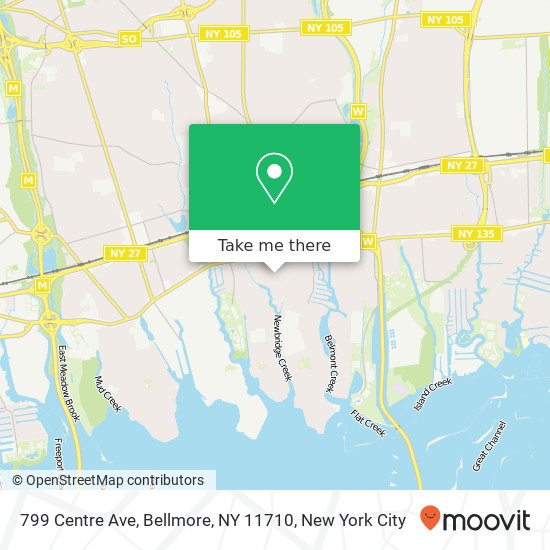 Mapa de 799 Centre Ave, Bellmore, NY 11710