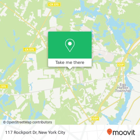 Mapa de 117 Rockport Dr, Egg Harbor Twp, NJ 08234