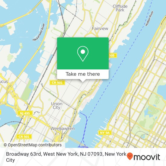 Mapa de Broadway 63rd, West New York, NJ 07093