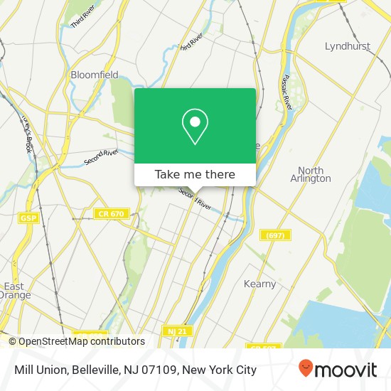 Mapa de Mill Union, Belleville, NJ 07109