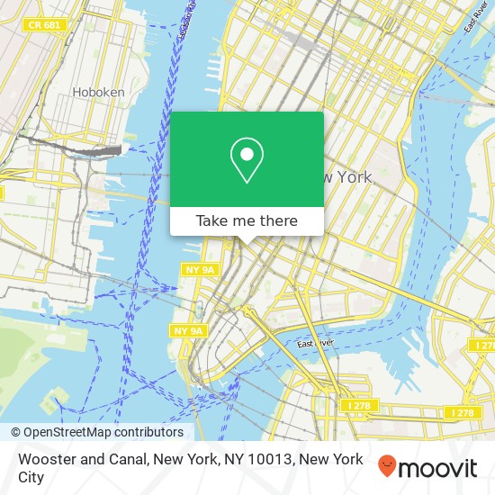 Wooster and Canal, New York, NY 10013 map