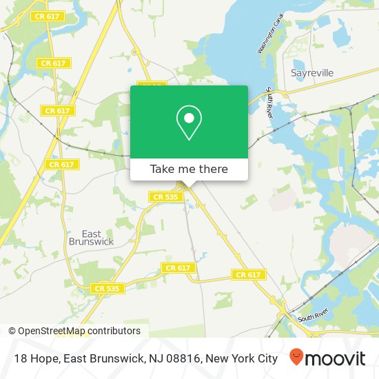 Mapa de 18 Hope, East Brunswick, NJ 08816