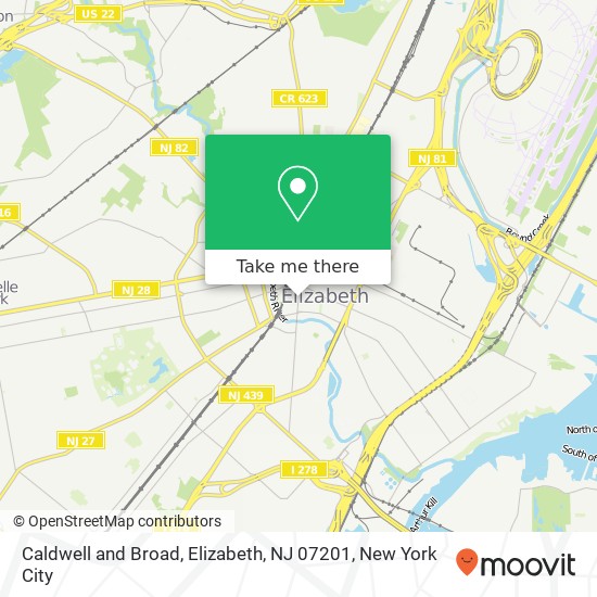 Caldwell and Broad, Elizabeth, NJ 07201 map