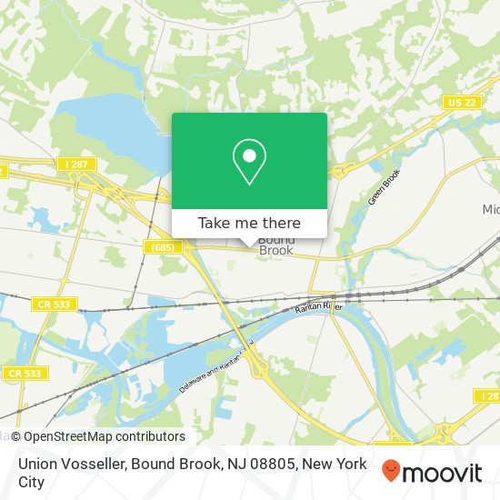 Mapa de Union Vosseller, Bound Brook, NJ 08805