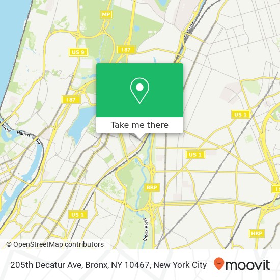 Mapa de 205th Decatur Ave, Bronx, NY 10467