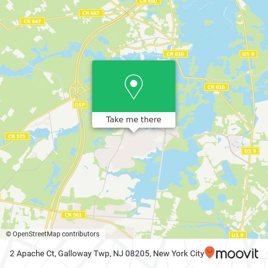 Mapa de 2 Apache Ct, Galloway Twp, NJ 08205