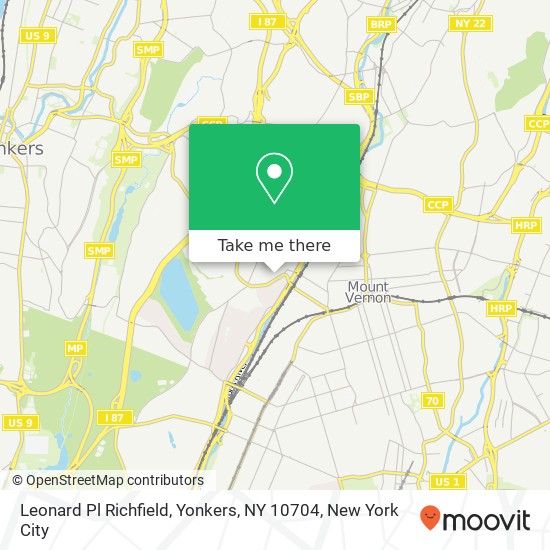 Mapa de Leonard Pl Richfield, Yonkers, NY 10704