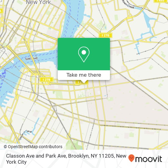 Mapa de Classon Ave and Park Ave, Brooklyn, NY 11205