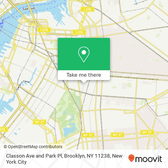 Classon Ave and Park Pl, Brooklyn, NY 11238 map