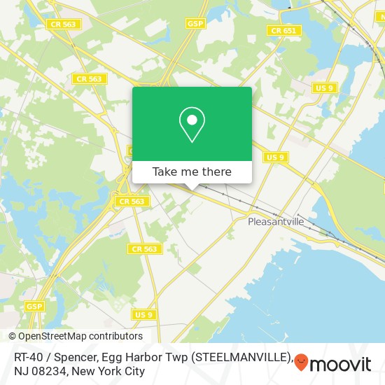 Mapa de RT-40 / Spencer, Egg Harbor Twp (STEELMANVILLE), NJ 08234