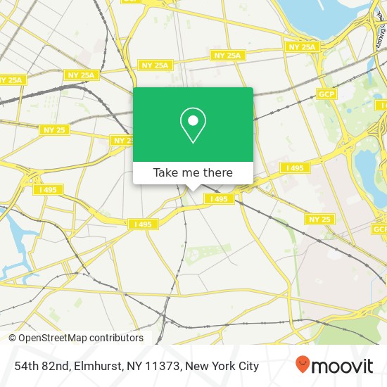 Mapa de 54th 82nd, Elmhurst, NY 11373