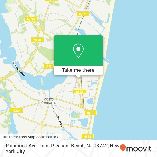 Mapa de Richmond Ave, Point Pleasant Beach, NJ 08742