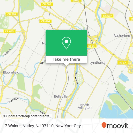 Mapa de 7 Walnut, Nutley, NJ 07110