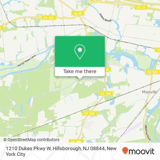 Mapa de 1210 Dukes Pkwy W, Hillsborough, NJ 08844