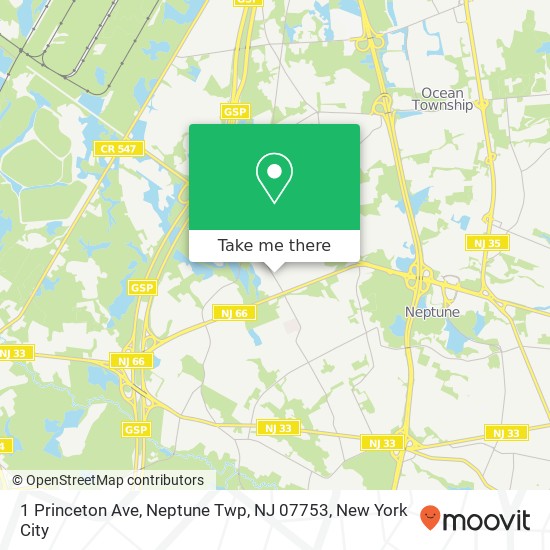 Mapa de 1 Princeton Ave, Neptune Twp, NJ 07753