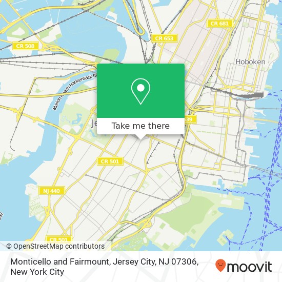 Mapa de Monticello and Fairmount, Jersey City, NJ 07306