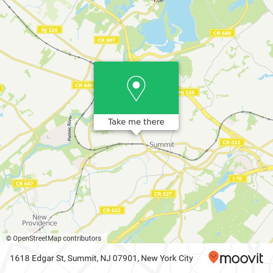 Mapa de 1618 Edgar St, Summit, NJ 07901