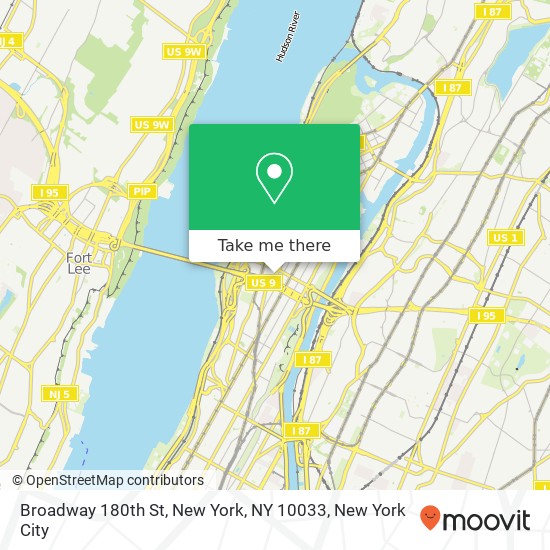 Broadway 180th St, New York, NY 10033 map