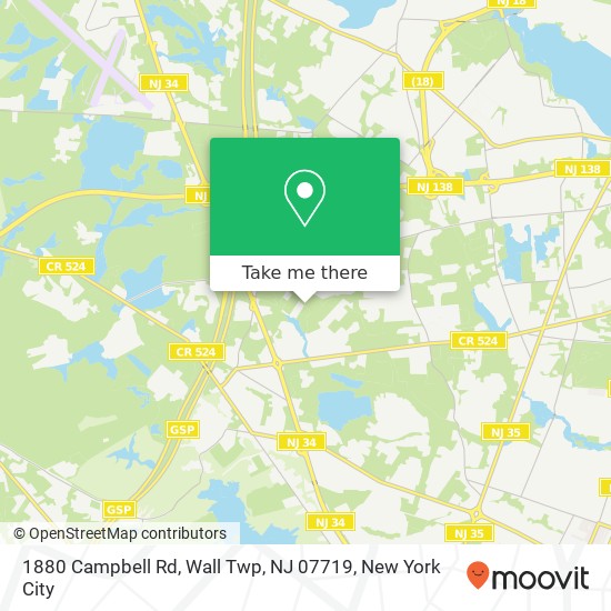 Mapa de 1880 Campbell Rd, Wall Twp, NJ 07719