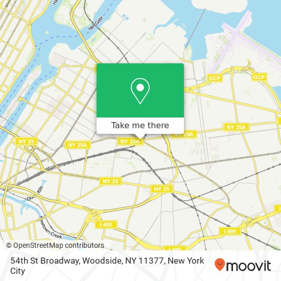Mapa de 54th St Broadway, Woodside, NY 11377