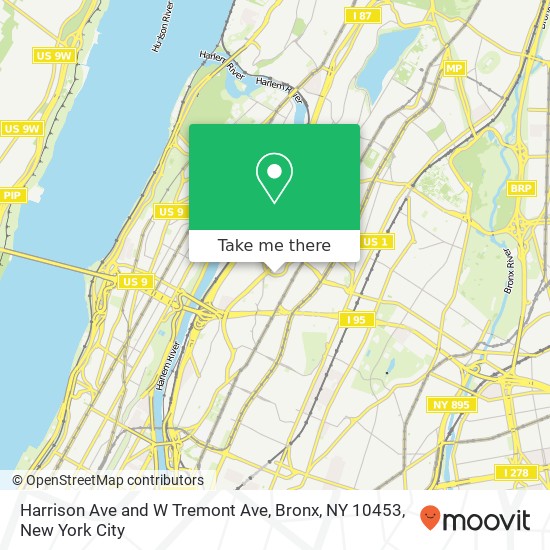 Mapa de Harrison Ave and W Tremont Ave, Bronx, NY 10453