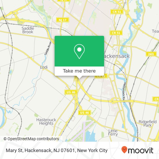 Mapa de Mary St, Hackensack, NJ 07601