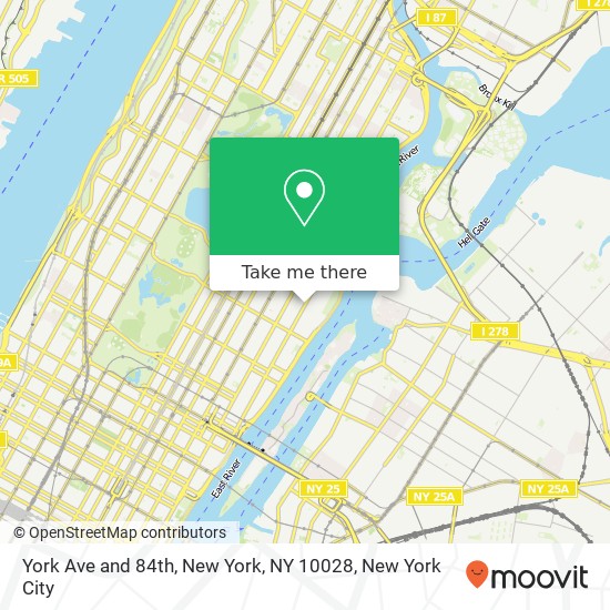York Ave and 84th, New York, NY 10028 map