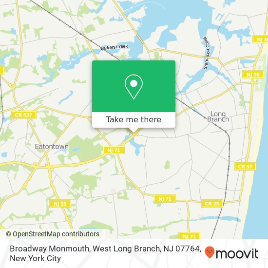 Mapa de Broadway Monmouth, West Long Branch, NJ 07764