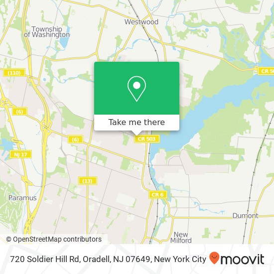 Mapa de 720 Soldier Hill Rd, Oradell, NJ 07649