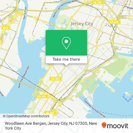 Woodlawn Ave Bergen, Jersey City, NJ 07305 map
