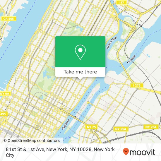 81st St & 1st Ave, New York, NY 10028 map