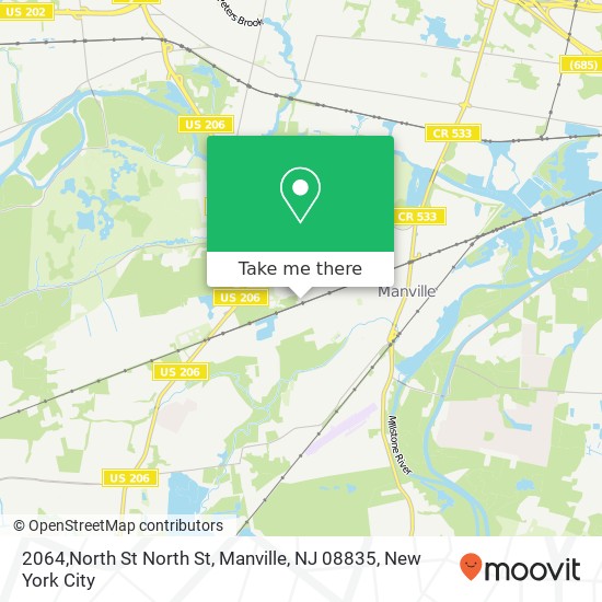 Mapa de 2064,North St North St, Manville, NJ 08835
