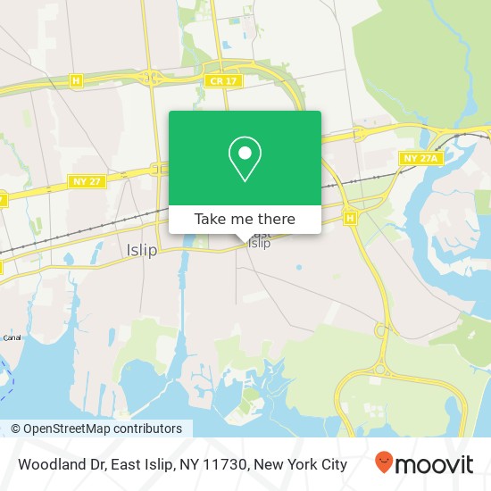 Woodland Dr, East Islip, NY 11730 map