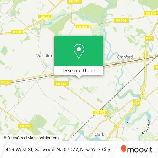 Mapa de 459 West St, Garwood, NJ 07027