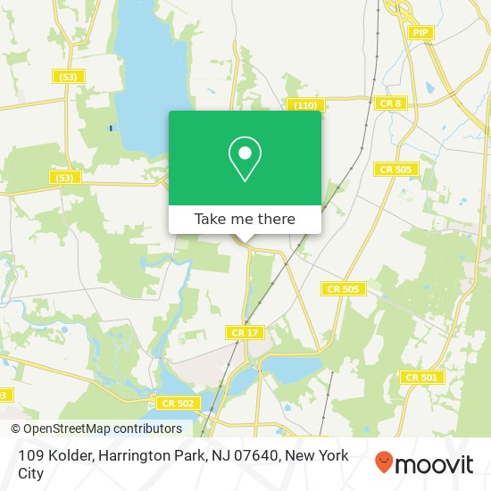 Mapa de 109 Kolder, Harrington Park, NJ 07640