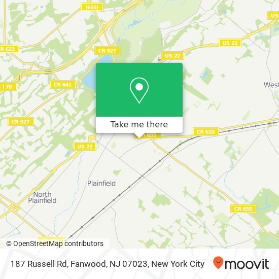 Mapa de 187 Russell Rd, Fanwood, NJ 07023