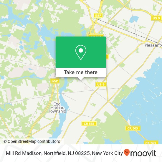 Mapa de Mill Rd Madison, Northfield, NJ 08225