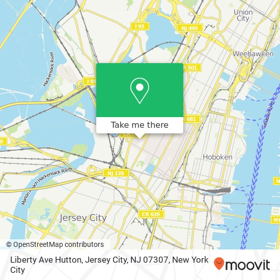 Mapa de Liberty Ave Hutton, Jersey City, NJ 07307