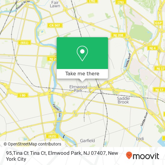 Mapa de 95,Tina Ct Tina Ct, Elmwood Park, NJ 07407