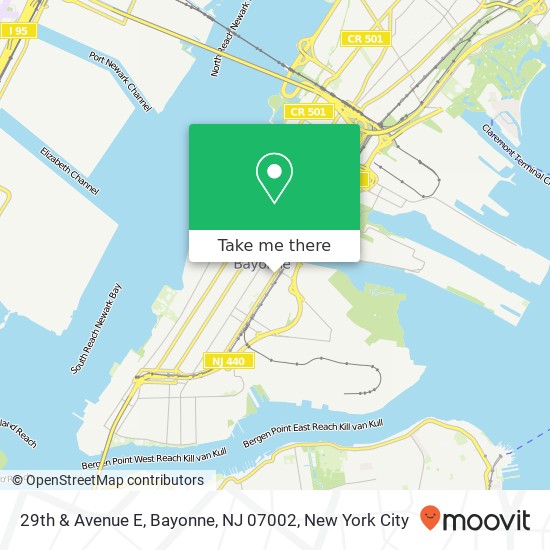 Mapa de 29th & Avenue E, Bayonne, NJ 07002
