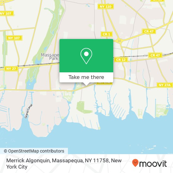 Mapa de Merrick Algonquin, Massapequa, NY 11758