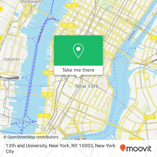 Mapa de 13th and University, New York, NY 10003