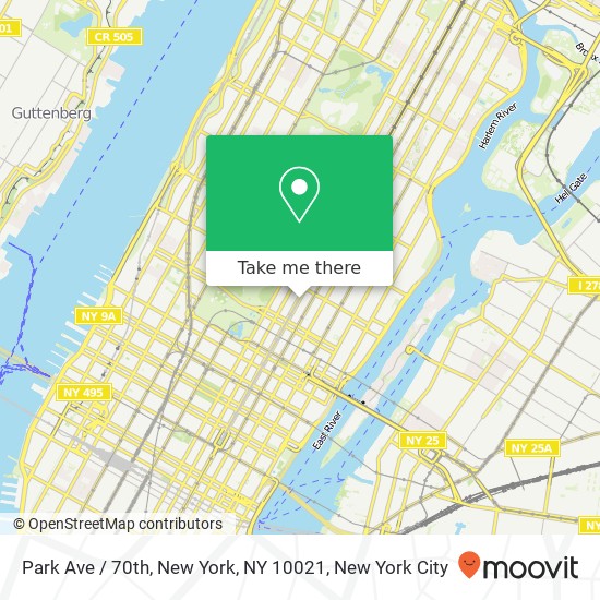 Park Ave / 70th, New York, NY 10021 map